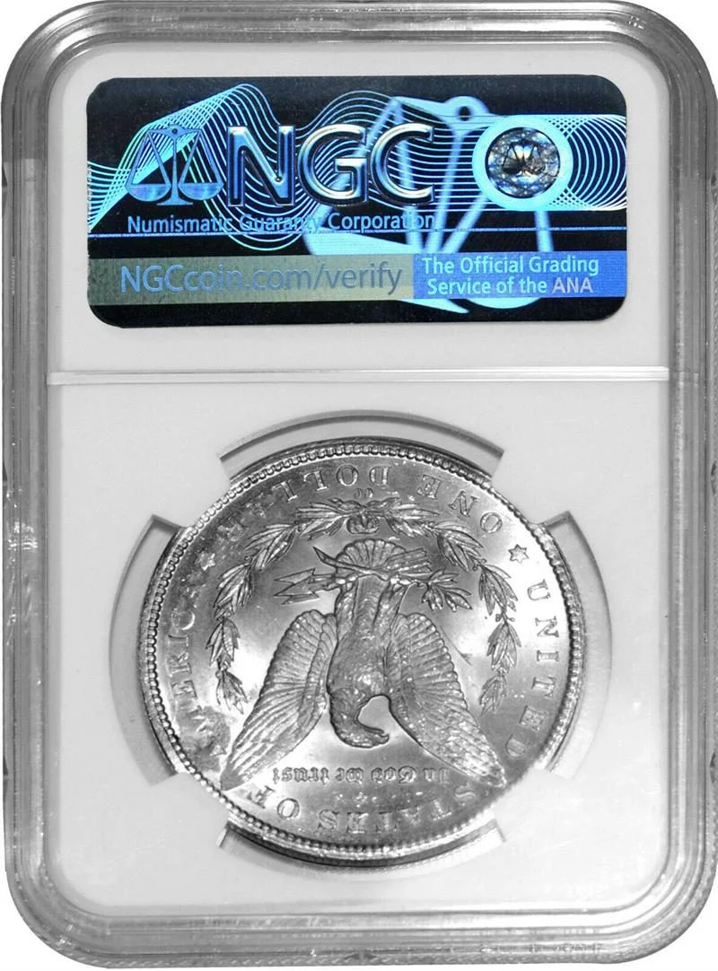 1884 CC Morgan Dollar NGC MS64 Mint Error Reverse Struck Thru - Image 2