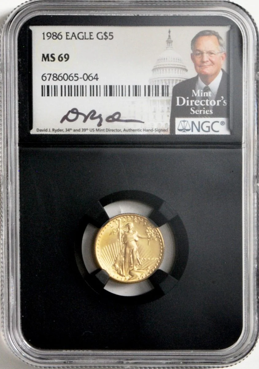 1986 $5 Gold Eagle NGC MS69 - Image 2