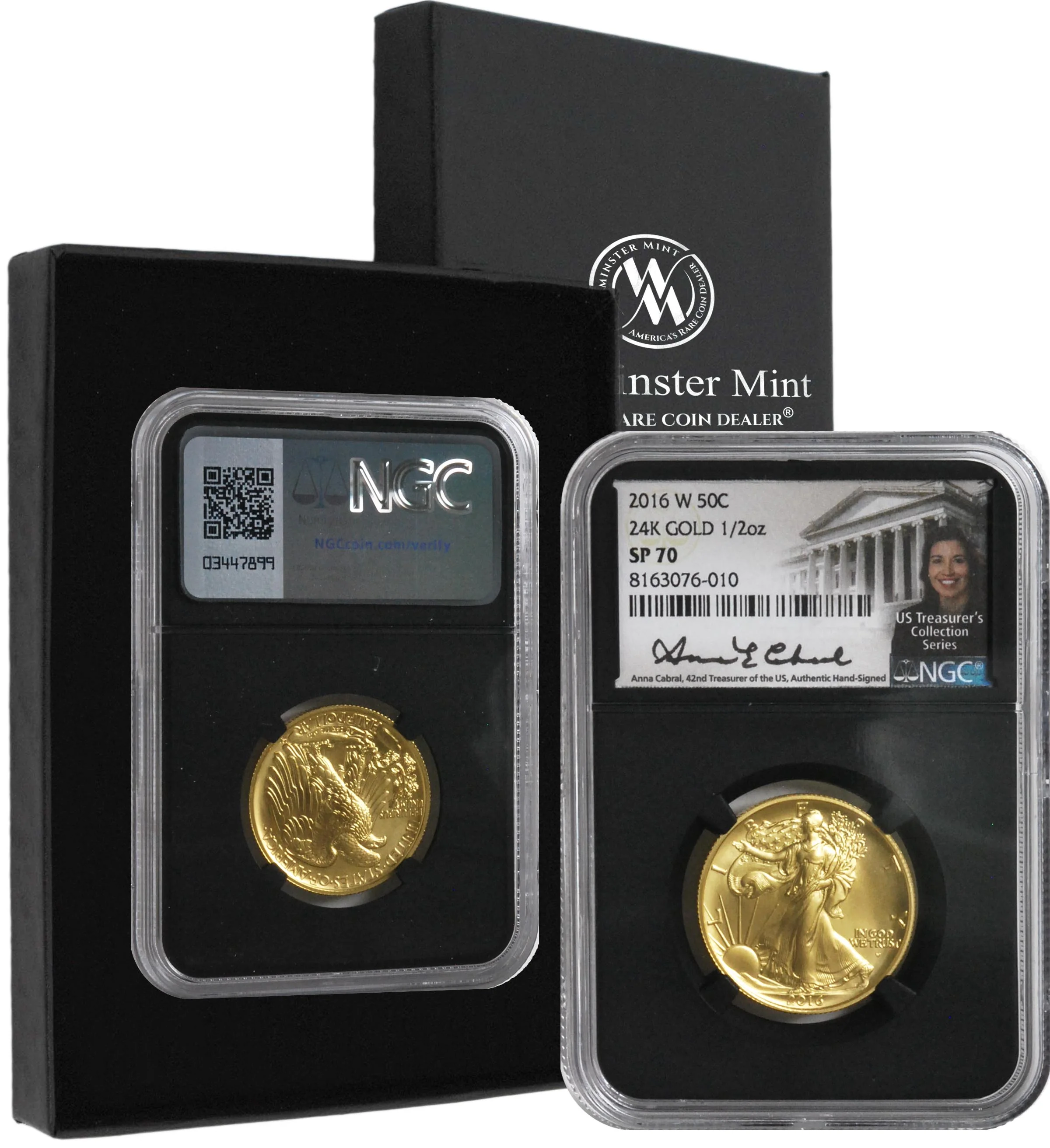 2016 GOLD HALF DOLLAR SP70 CABRAL