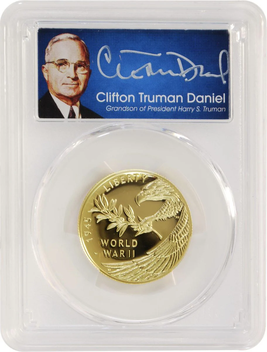 2020-W $25 End of World War II 24-Karat Gold Coin PR70DCAM PCGS (v75 Label) Truman Signature