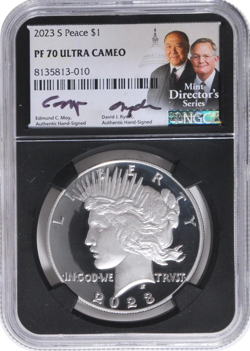 2021 2023 PEACE DOLLARS 4-PC SET NGC 70 SIGNED MOY/RYDER U.S. MINT DIRECTOR S SERIES - Image 4