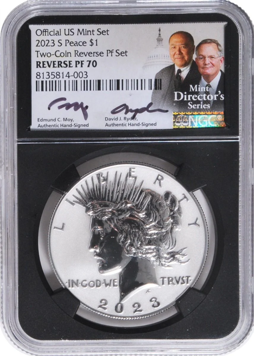 2021 2023 PEACE DOLLARS 4-PC SET NGC 70 SIGNED MOY/RYDER U.S. MINT DIRECTOR S SERIES - Image 6