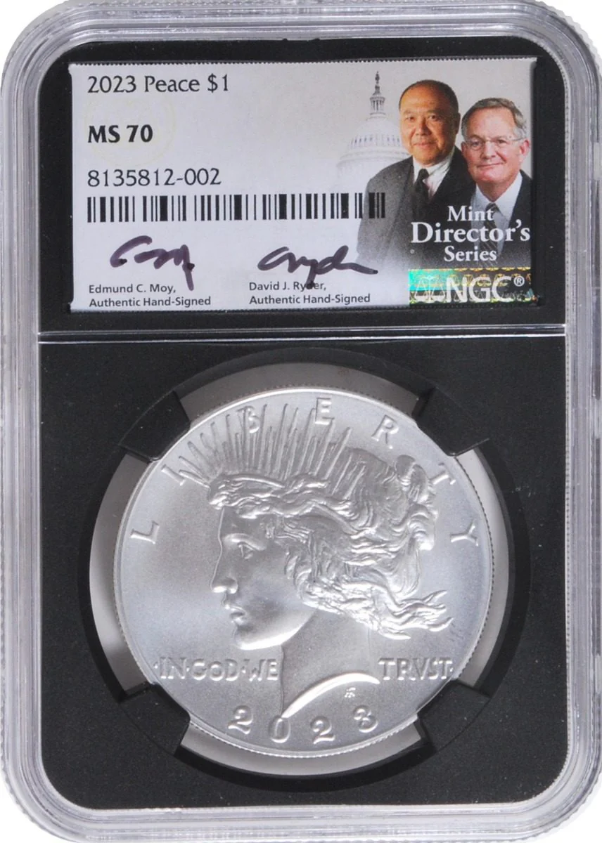 2021 2023 PEACE DOLLARS 4-PC SET NGC 70 SIGNED MOY/RYDER U.S. MINT DIRECTOR S SERIES - Image 8