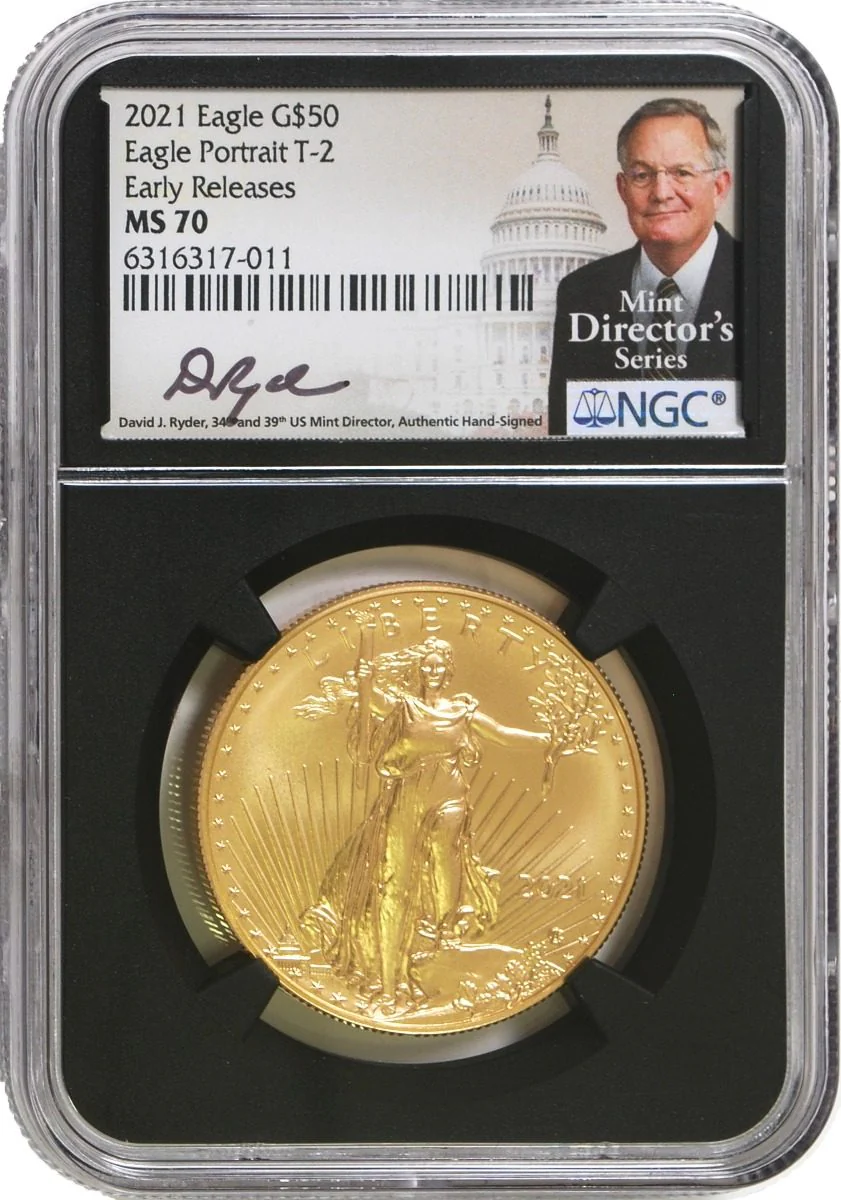 2021 Five-Piece Gold/Silver T2 Set NGC MS70 David J. Ryder Signatures - Image 5