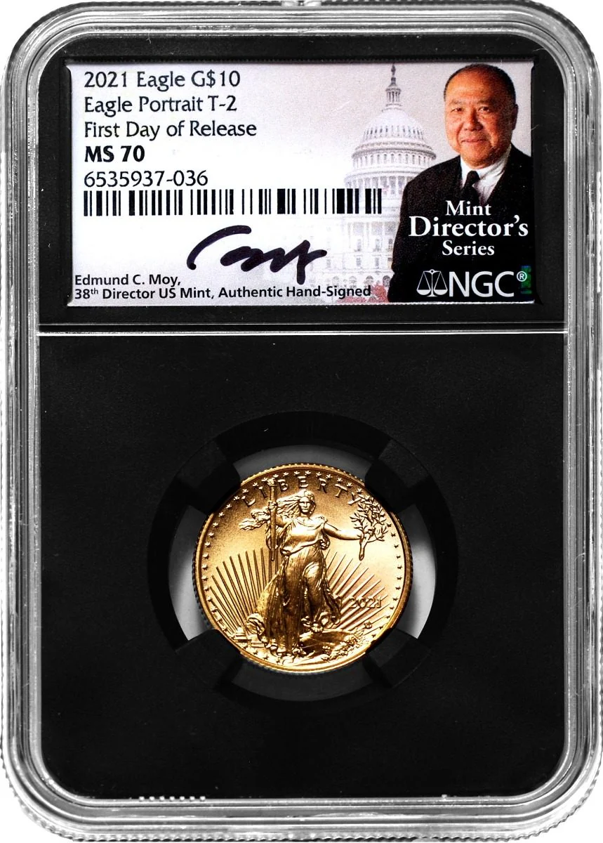 2021 Four-Piece American Gold Eagle Type 2 Set NGC MS70 First Day of Release Edmund C. Moy Signatures - Image 6