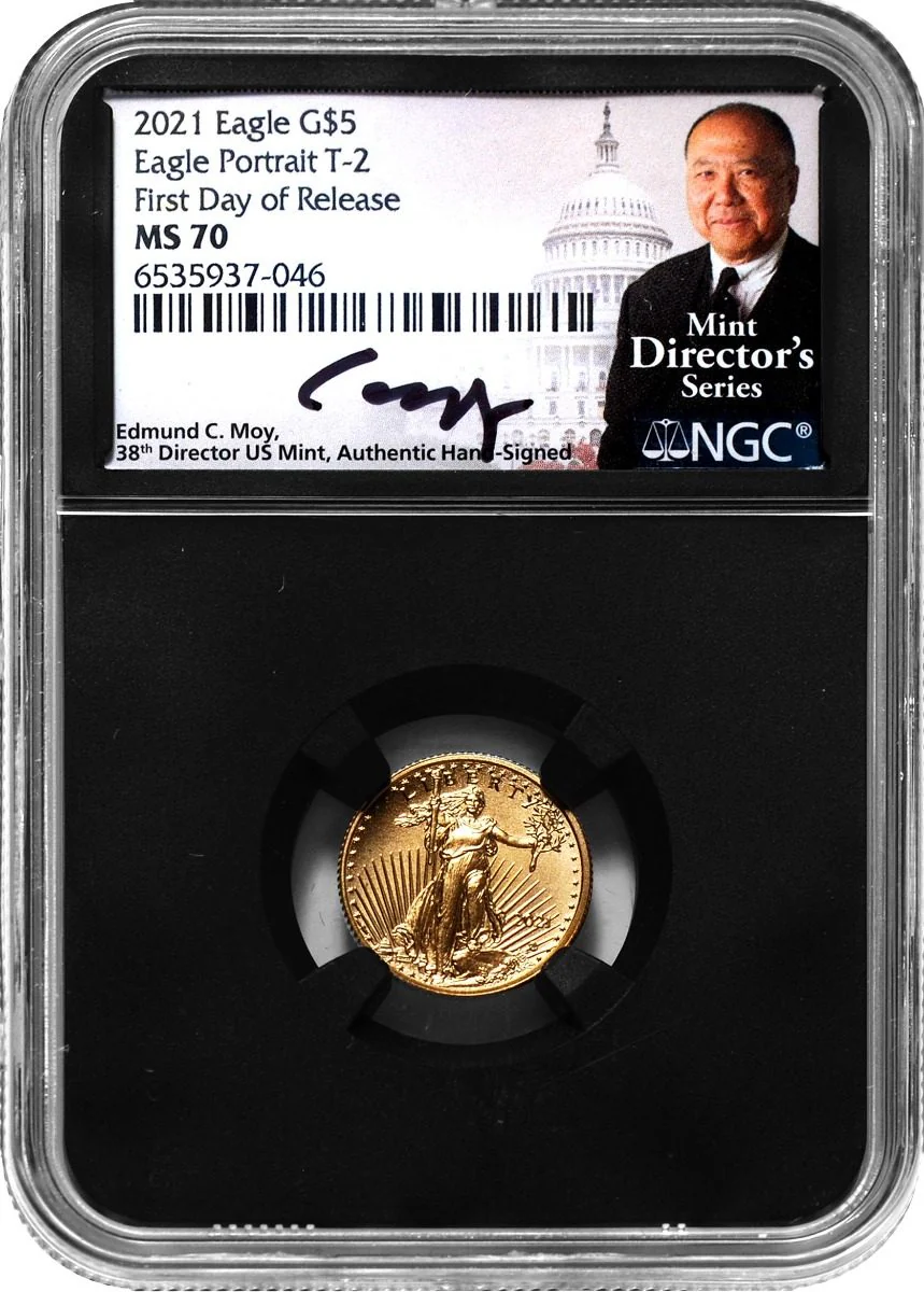 2021 Four-Piece American Gold Eagle Type 2 Set NGC MS70 First Day of Release Edmund C. Moy Signatures - Image 8
