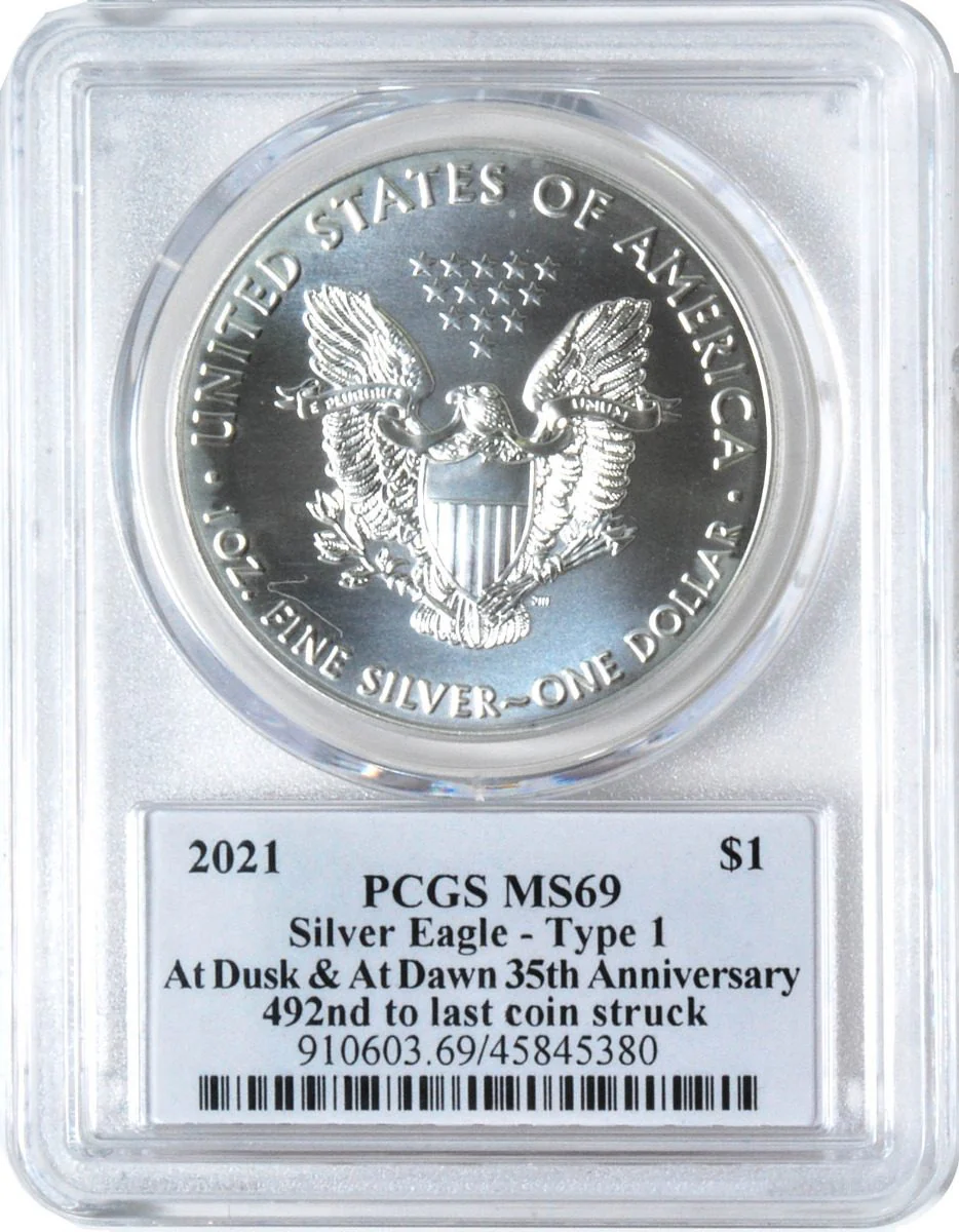 2021 Silver Eagle Type 1 & Type 2 - At Dusk & Dawn 35th Anniversary 2-PC set with matched Numbers John Dannreuther signatures - Image 3