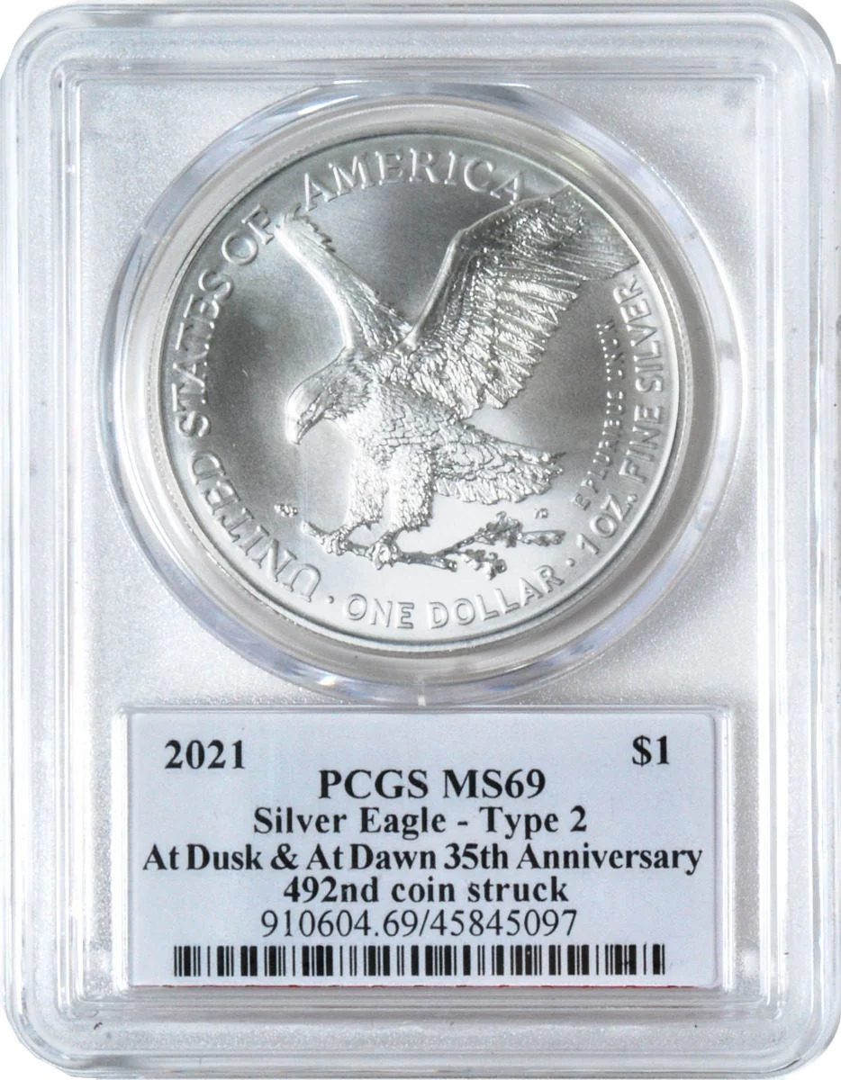 2021 Silver Eagle Type 1 & Type 2 - At Dusk & Dawn 35th Anniversary 2-PC set with matched Numbers John Dannreuther signatures - Image 5