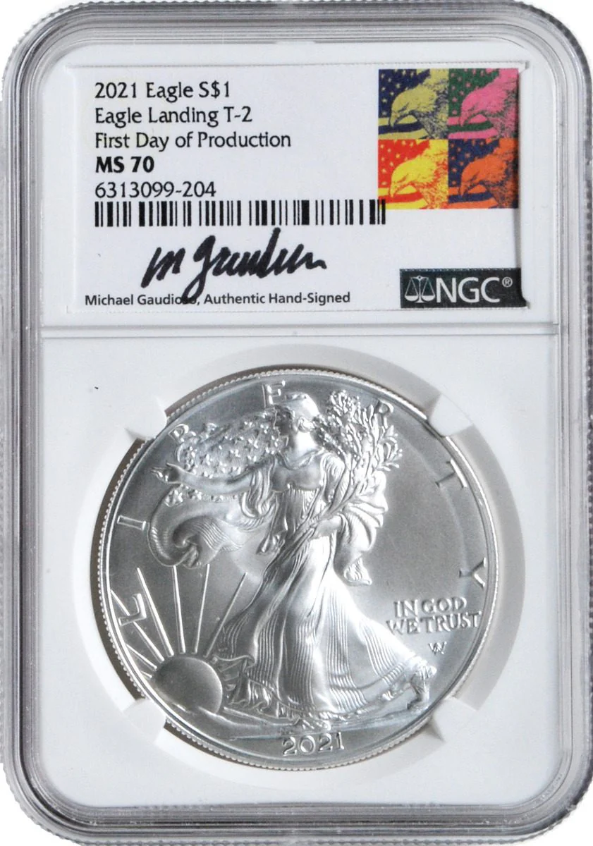 2021 Silver Eagles Last Day of production First Day of Production MS70 - Image 4