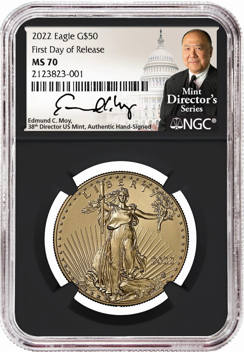 2022 Four-Piece American Gold Eagle Type 2 Set NGC MS70 First Day of Release Edmund C. Moy Signatures - Image 5