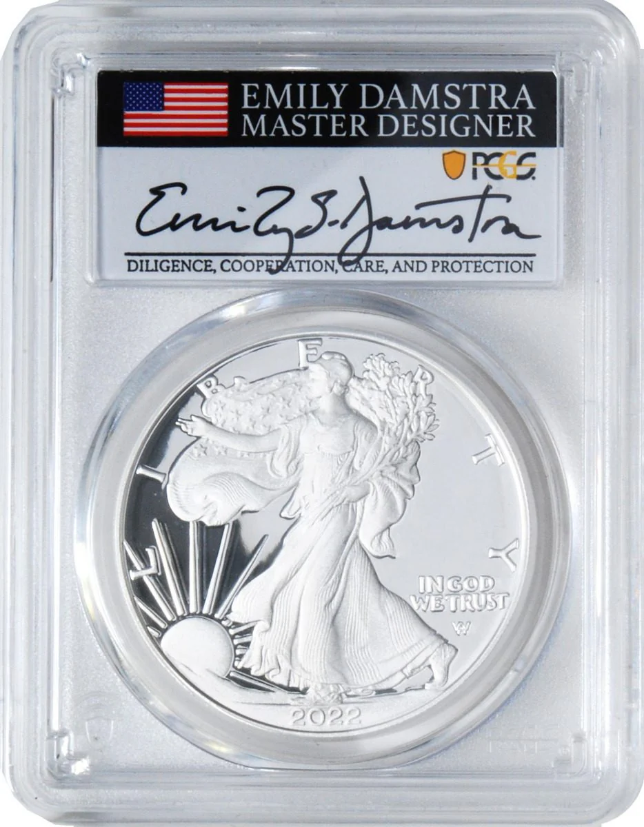 2022 Gold & Silver Eagle 2 Piece Set. Advance Release Certified Gold Eagles Signed by Emily S. Damstra - Image 5