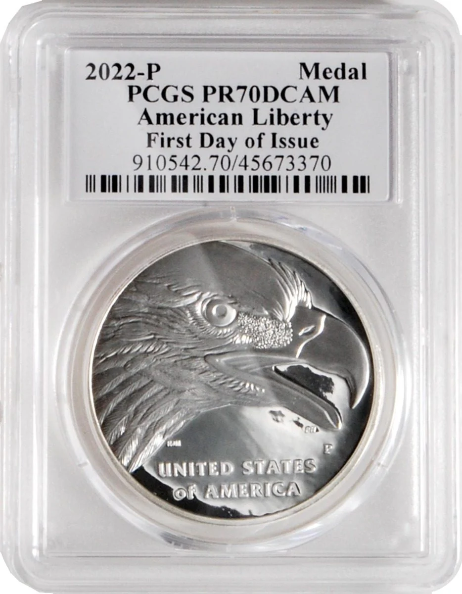 2022 P American Liberty Medal PCGS PR70 First Day of Issue w/Damstra Signature - Image 3