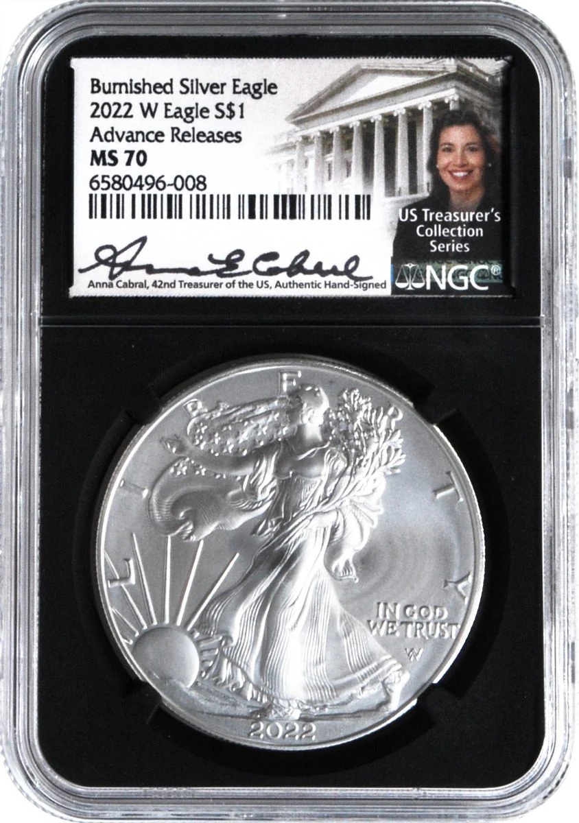 2022 W Burnished Gold & Silver Eagles Advance Release Anna Cabral Signatures - Image 4