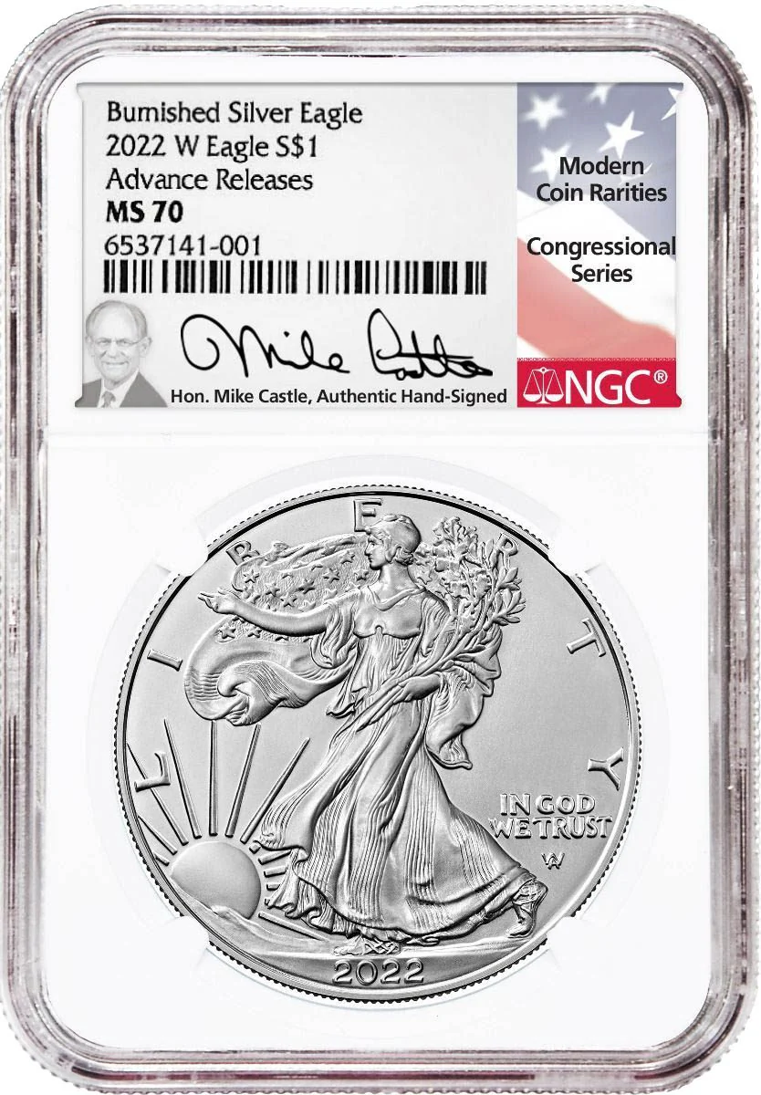 2022 W Burnished Gold & Silver Eagles Advance Release Michael Castle - Image 3