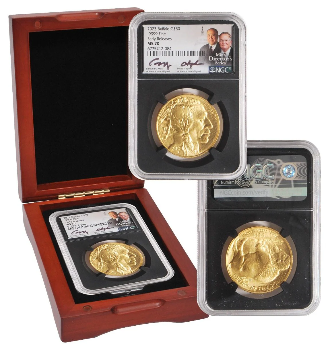 2023 $50 Gold Buffalo NGC MS70 w/ Edmund C. Moy & David Ryder Signatures - Image 3