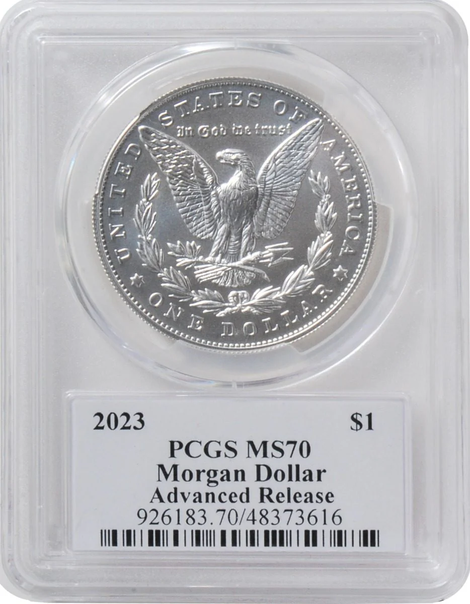 2023 6 PC Morgan and Peace Silver Dollars MS70/PF70/ R70 Advance Release PCGS Founders Mark of Distinction Holders Signed by John Dannreuther - Image 3
