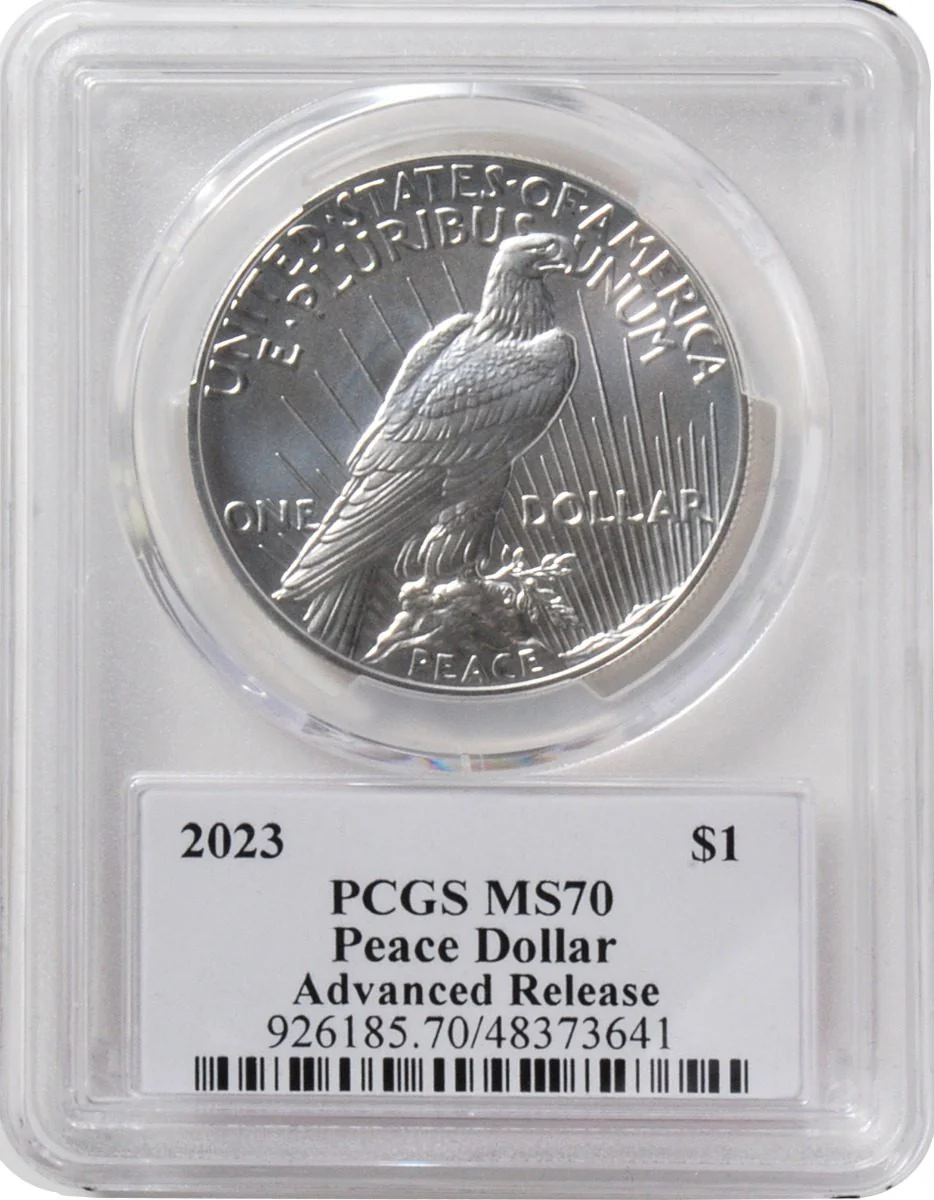 2023 6 PC Morgan and Peace Silver Dollars MS70/PF70/ R70 Advance Release PCGS Founders Mark of Distinction Holders Signed by John Dannreuther - Image 9