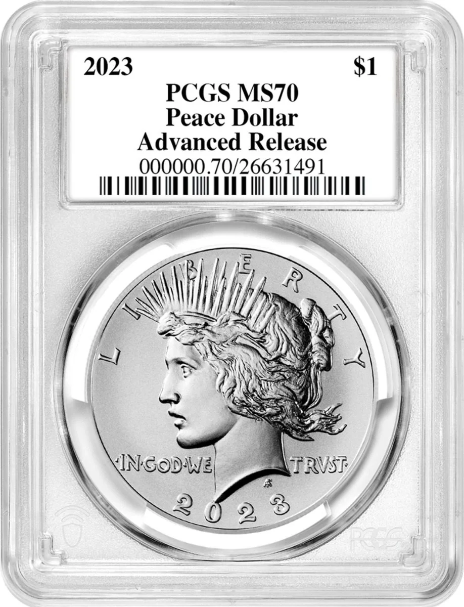 2023 Morgan & Peace Silver Dollars PCGS MS70 Advance Release w/John Dannreuther Signatures - Image 4