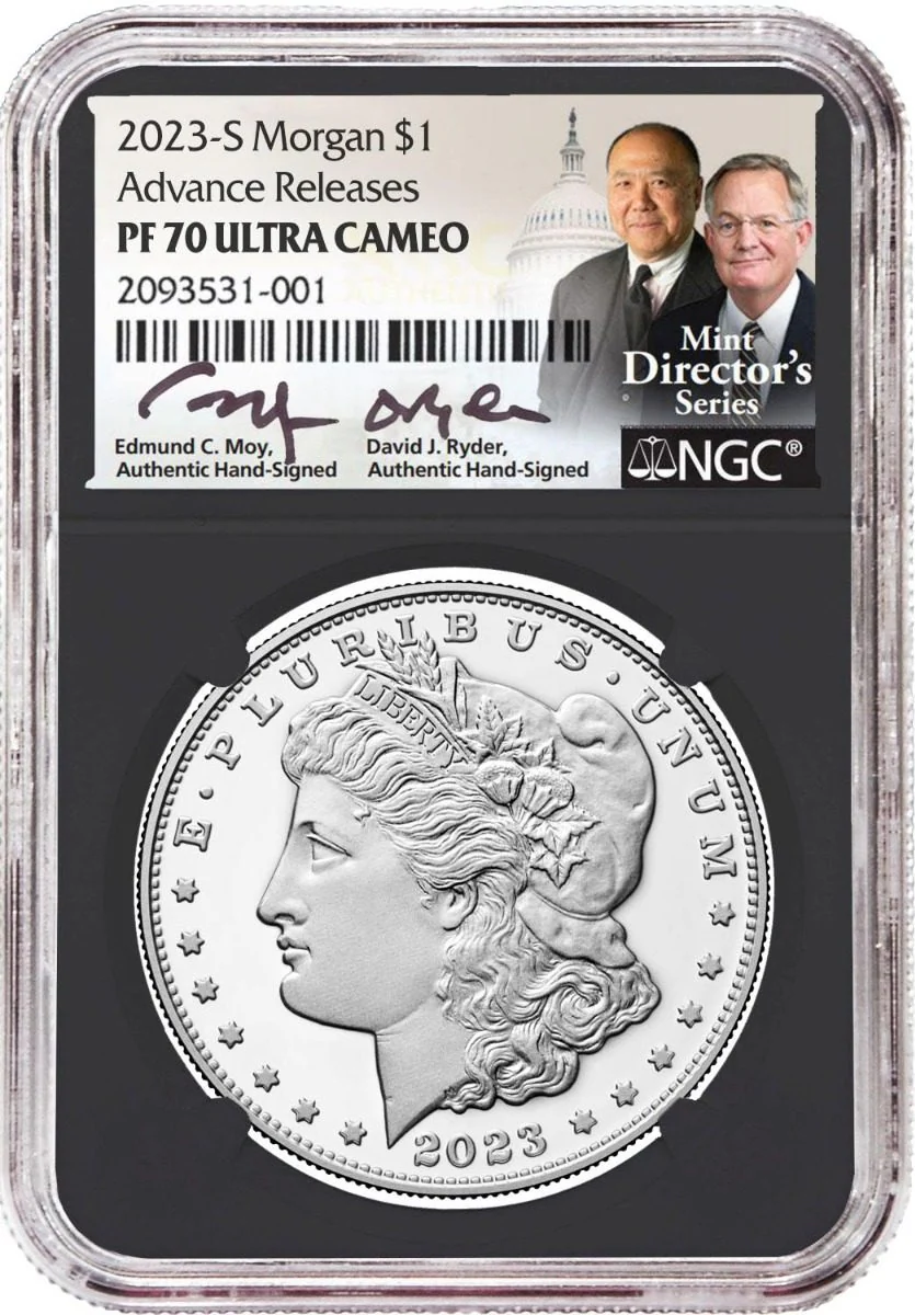 2023 S Morgan & Peace Silver Dollars NGC PF70 Advance Release w/Moy & Ryder Signature - Image 4