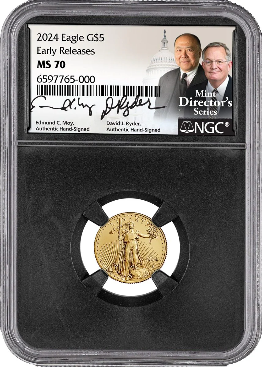 2024 4PC GOLD EAGLE SET NGC MS70 SIGNED BY U.S. MINT DIRECTORS EDMUND C. MOY AND DAVID RYDER - Image 3