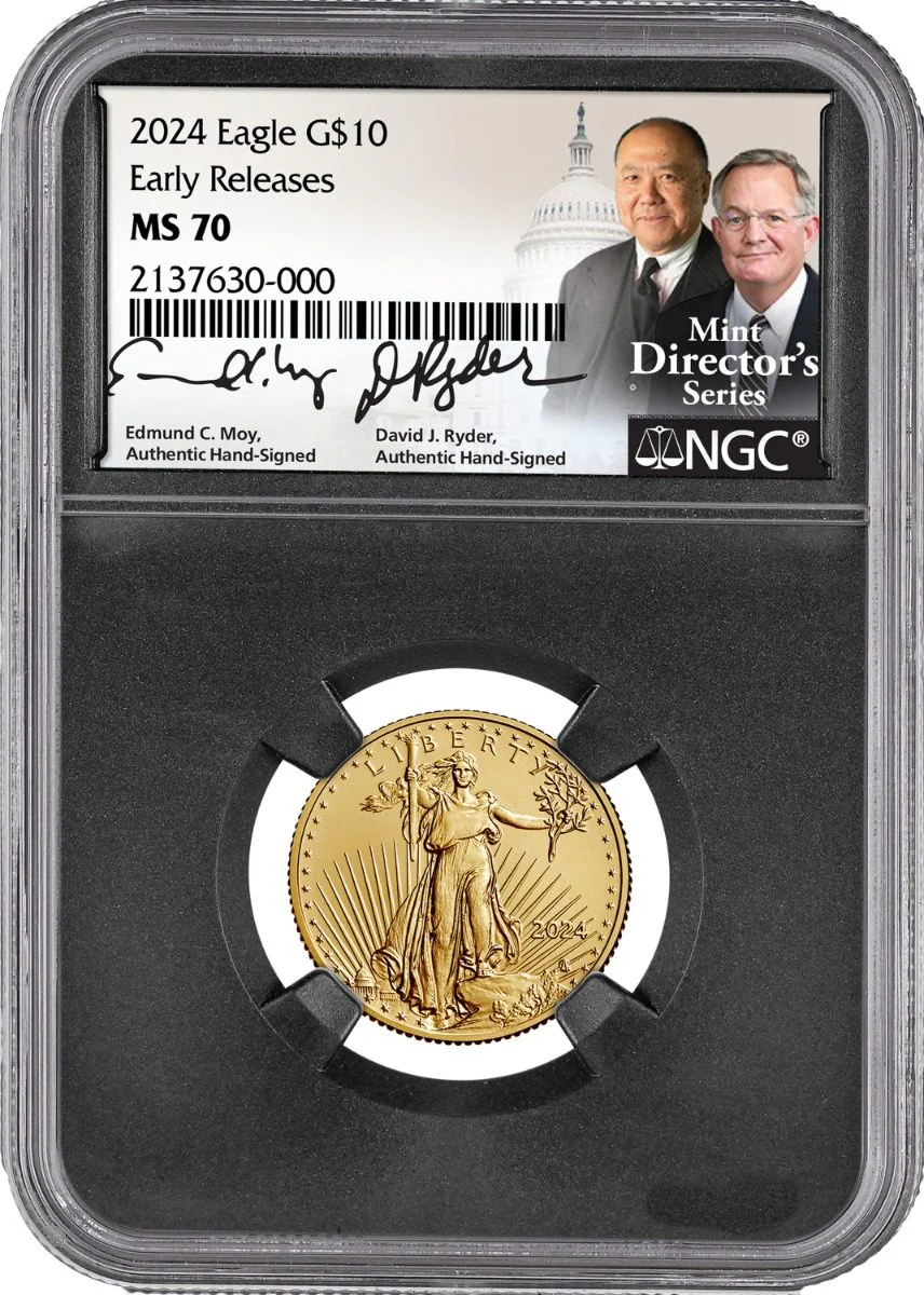 2024 4PC GOLD EAGLE SET NGC MS70 SIGNED BY U.S. MINT DIRECTORS EDMUND C. MOY AND DAVID RYDER - Image 4
