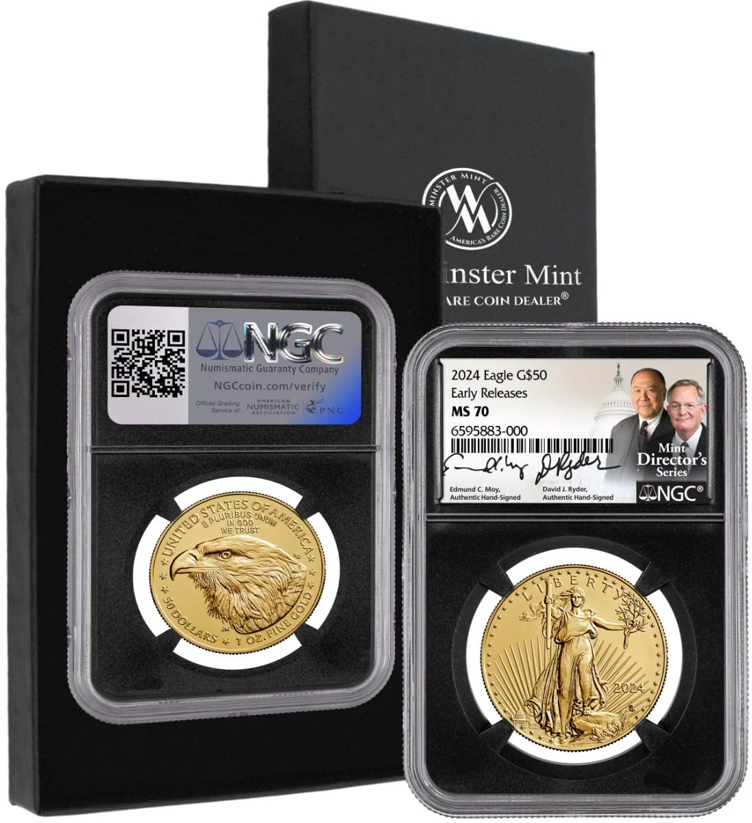 2024 GOLD EAGLE NGC MS70 HAND SIGNED BY U.S. MINT DIRECTORS EDMUND C. MOY & DAVID RYDER - Image 3