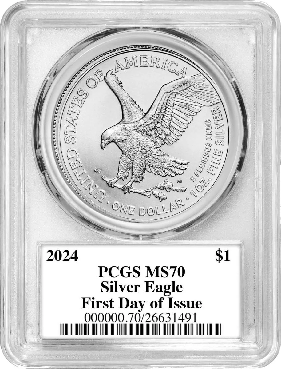 2024 SILVER EAGLE PCGS MS70 FDOI w/Emily S. Damstra Signature - Image 3