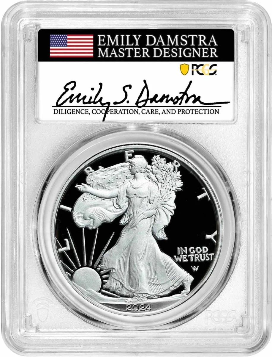 2024 W SILVER EAGLE PCGS PR70 ADVANCE RELEASE w/Emily S. Damstra Signature - Image 3