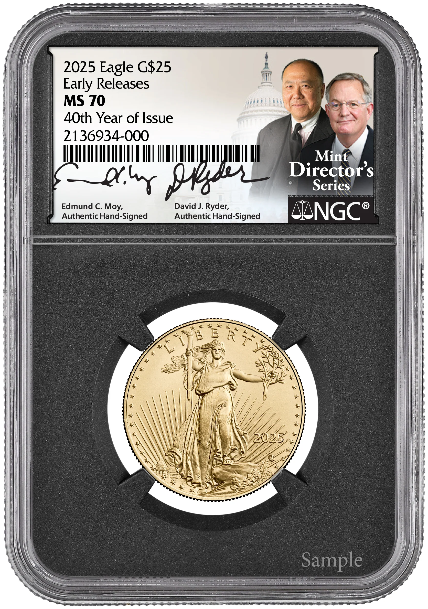 2025 GOLD EAGLE 4PC SET 40TH YEAR MS70 MOY/RYDER - Image 4