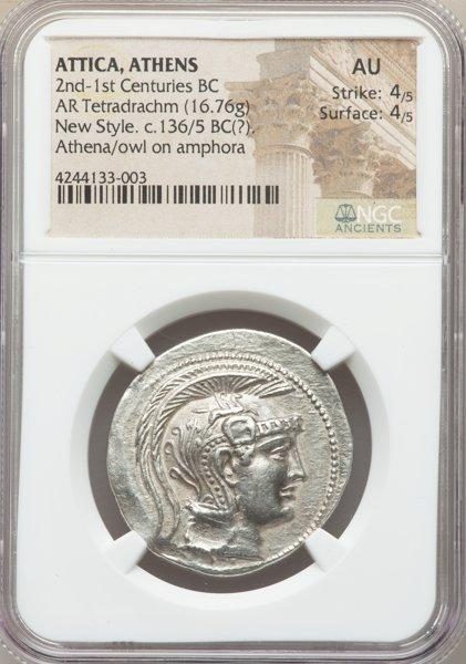 ATTICA. Athens. Ca. 165-42 BC. AR Tetradrachm NGC AU 4/5 - 4/5