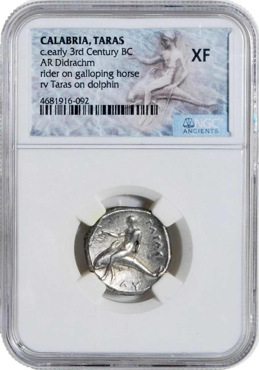 Silver Ancient Calabria Taras AR Didrachm 3rd century BC XF - Image 2