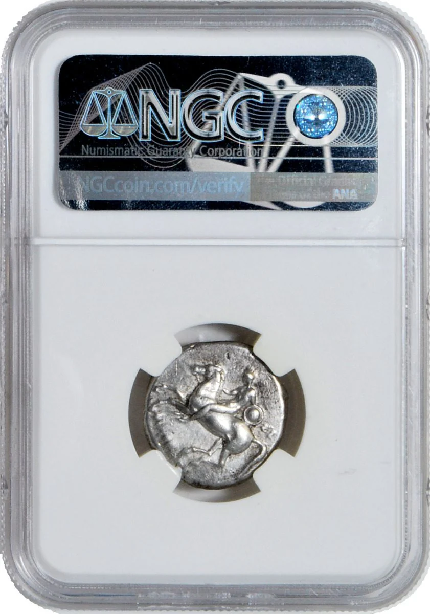 Silver Ancient Calabria Taras AR Didrachm 3rd century BC XF - Image 3